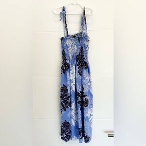 Island Aloha Wear Girls Hawaiian Floral Dress Medium Large Blue Purple
